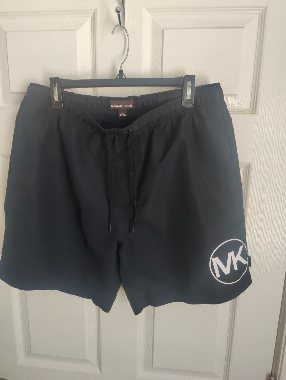 Michael Kors Black Swim Trunks with MK Circle Logo